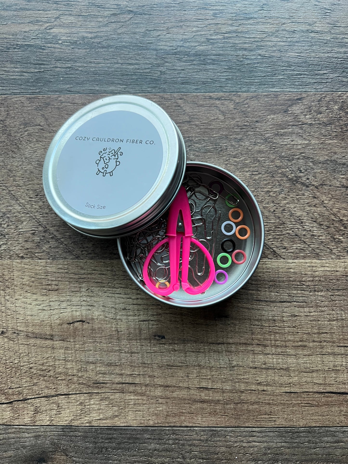 Sock Size Notions Tin